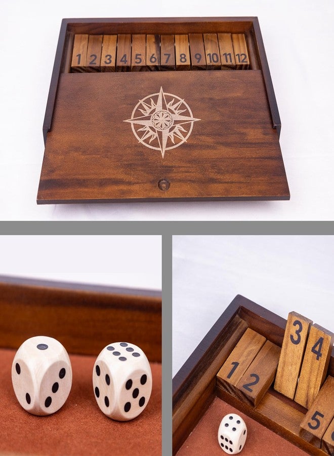 WodGod Shut The Box Game with 12 Pcs Wooden Numbers，Wooden Board Table Math Game - Image 2